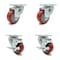Service Caster 3 Inch Red Polyurethane Wheel Swivel Top Plate Caster Set with 2 Brakes SCC SCC-20S314-PPUB-RED-TP2-2-TLB-2 - alternate 1